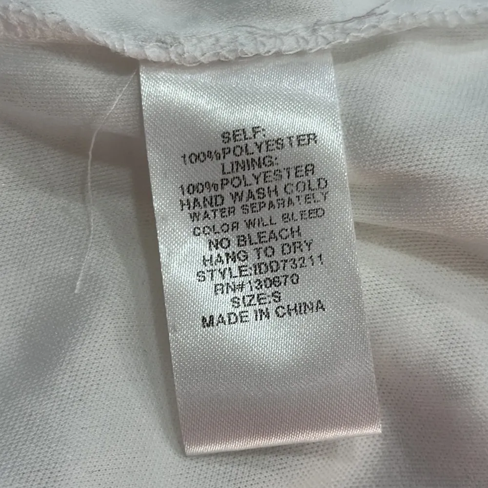 NWT  White Ruffle/Short Sleeve Scoop Neck Midi Lace Drop Waist Dress Sz Small - Image 11