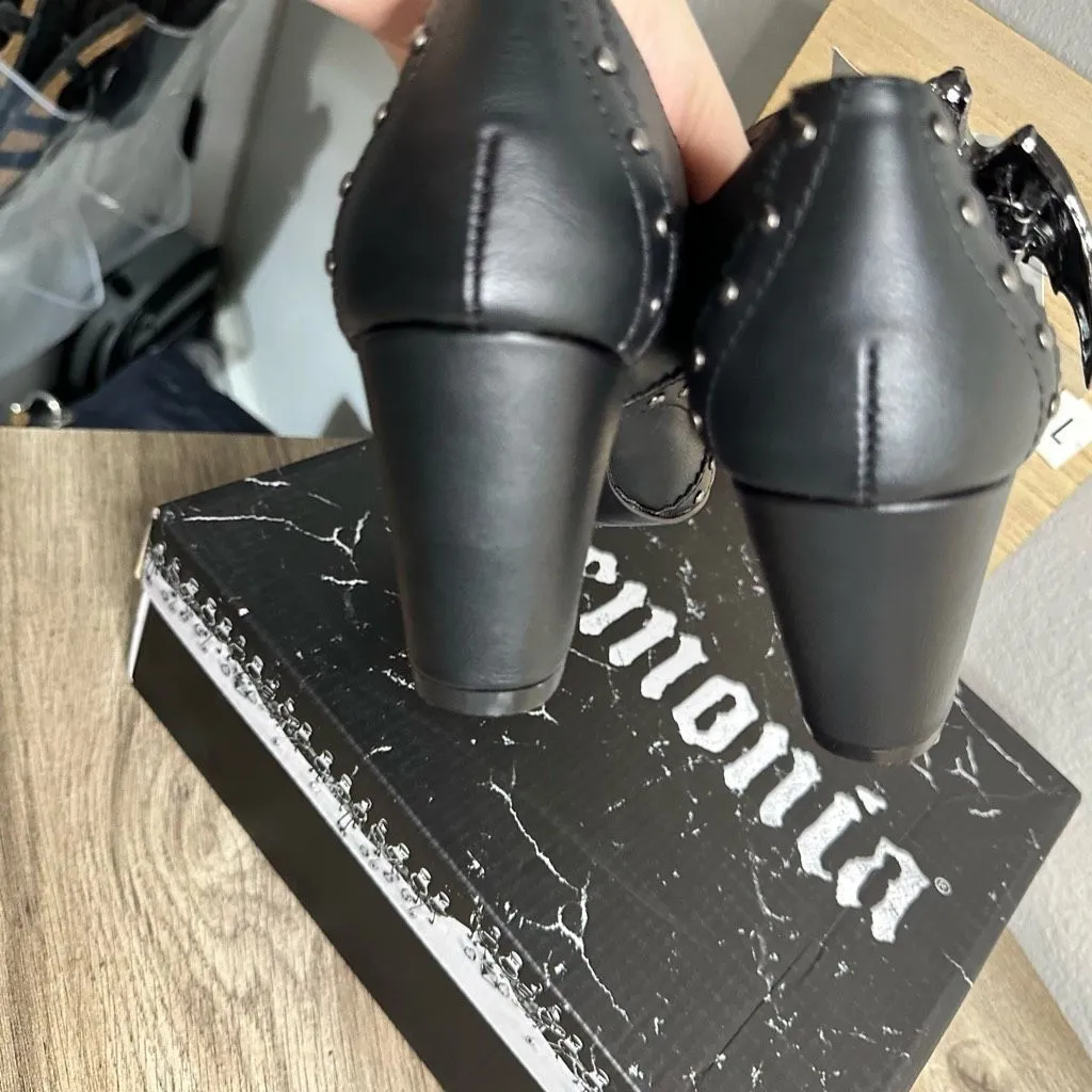 Pleaser Demonia Women’s Vivika 11 Bat Buckle Studded Heels New in Box - Image 4