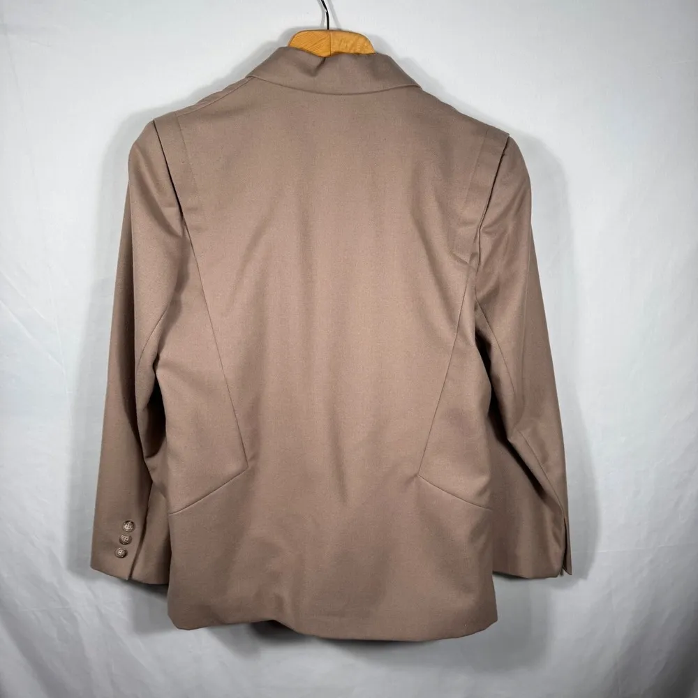 Vintage BBI Blazer Business Career Minimalist Neutral Jacket Size 14 Tan - Image 3