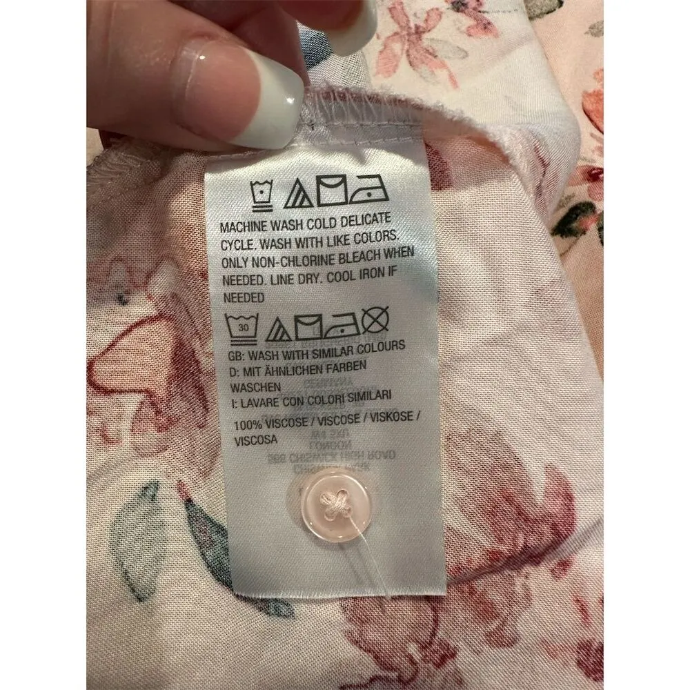 Denim & Co Women's 2XL Pink Floral V-Neck Blouse Long Sleeve Casual - Image 7