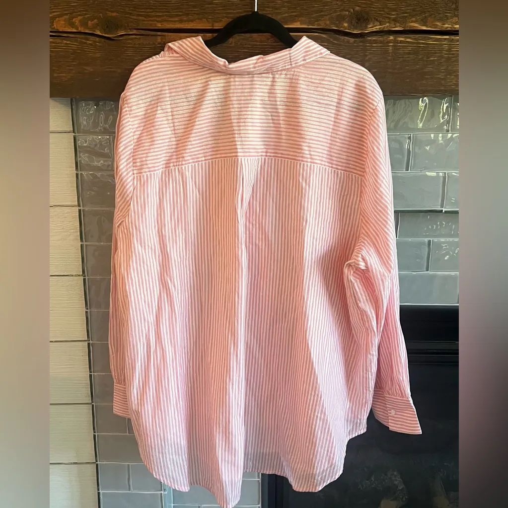 Lane Bryant Tunic Top Size 22/24 Peach White Shirt Smocked New - Image 3