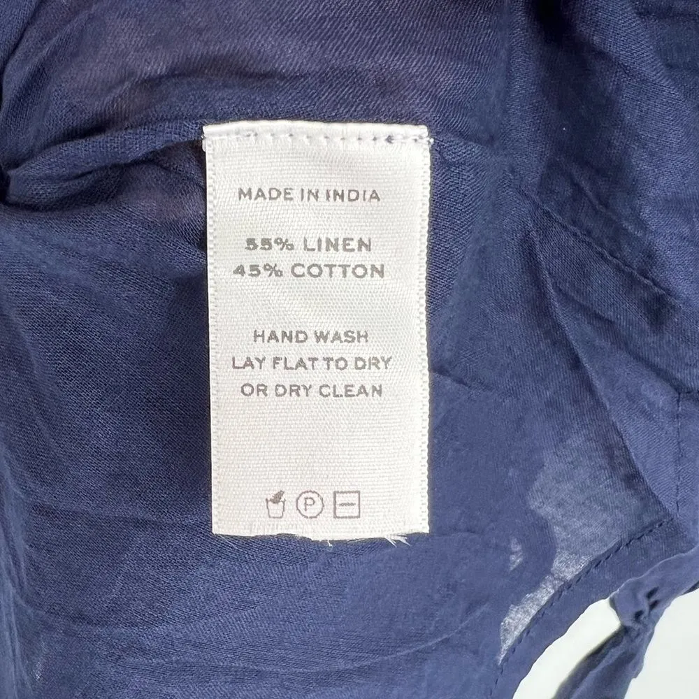 NWT Hill House Mila Dress One Shoulder Navy‎ Linen Blue Eyelet Sz S - Image 10