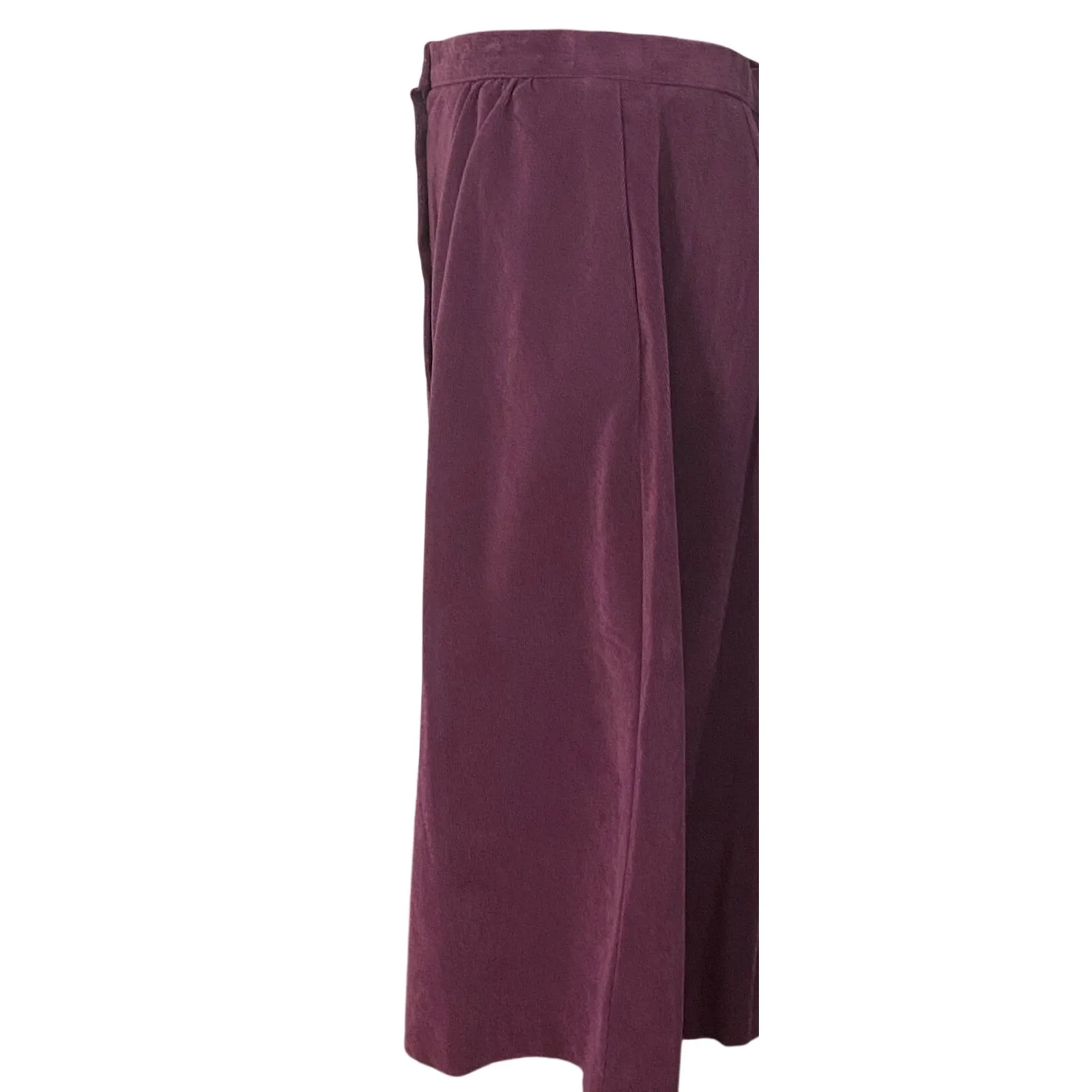 Vintage 90s Plum Corduroy Button Front Midi Skirt Dark Academia Coquette Small Purple - Image 4