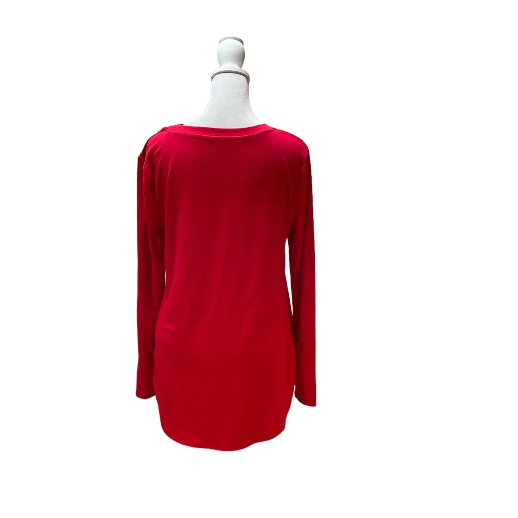 NWT Isabel Maternity Red with White Letters Santa Baby Long Sleeve Crew Neck Tee Size undefined - Image 2