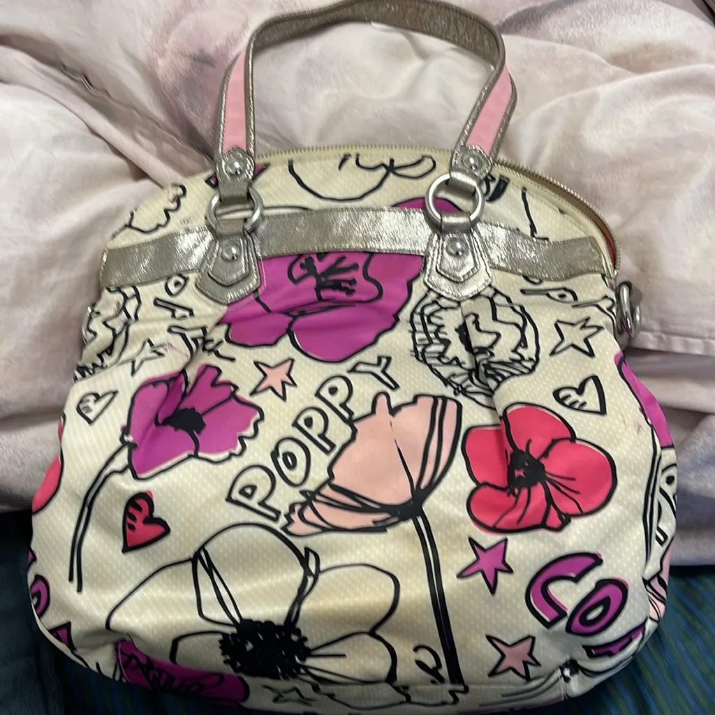 Coach Floral pink, purple, white & silver Poppy with original hang tag - Image 6