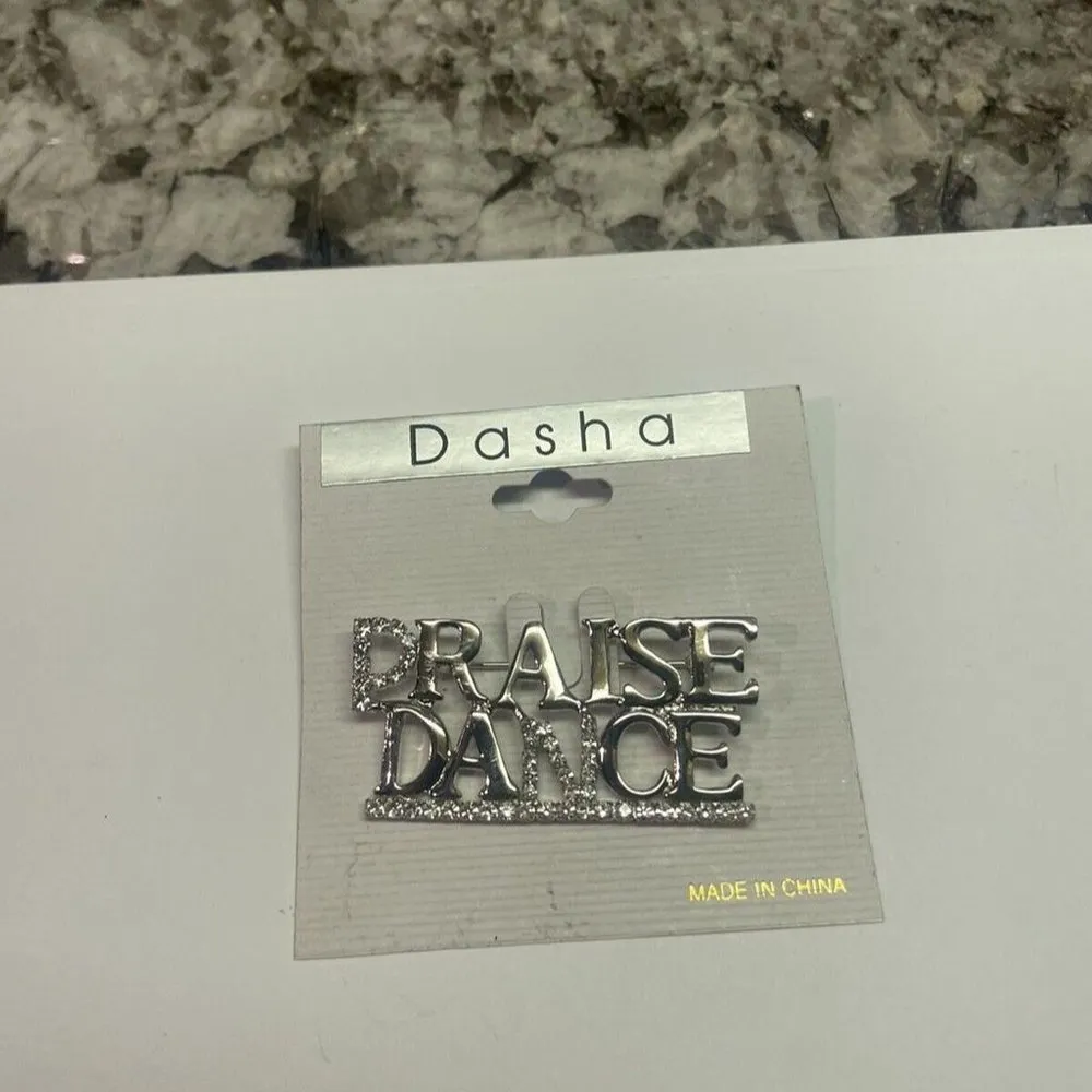 Dasha Brooch Pin Praise Dance Rhinestone Silver Tone - Image 2