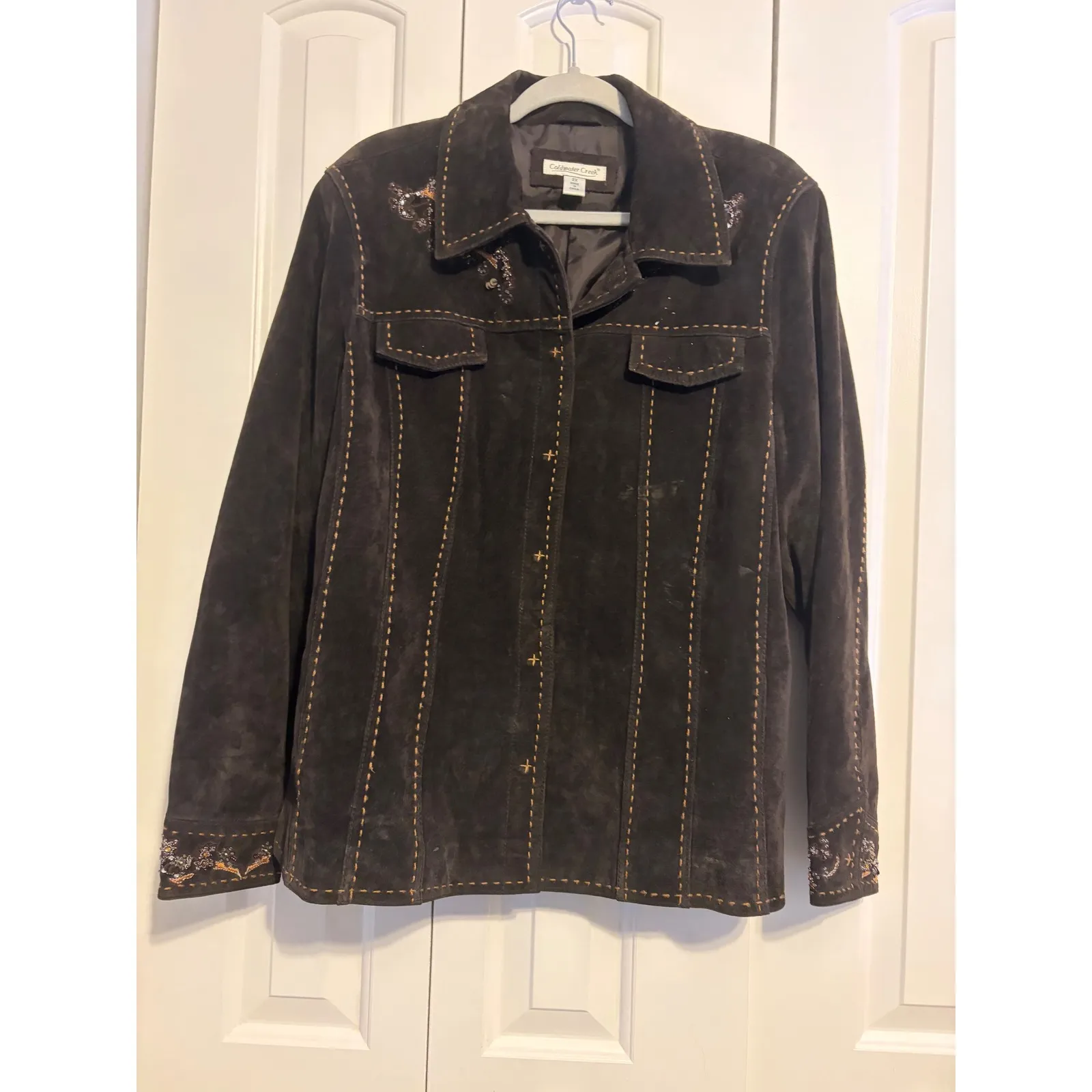 Coldwater Creek Brown Suede Beaded Embroidered Western Style Jacket Women's 2X - Image 3