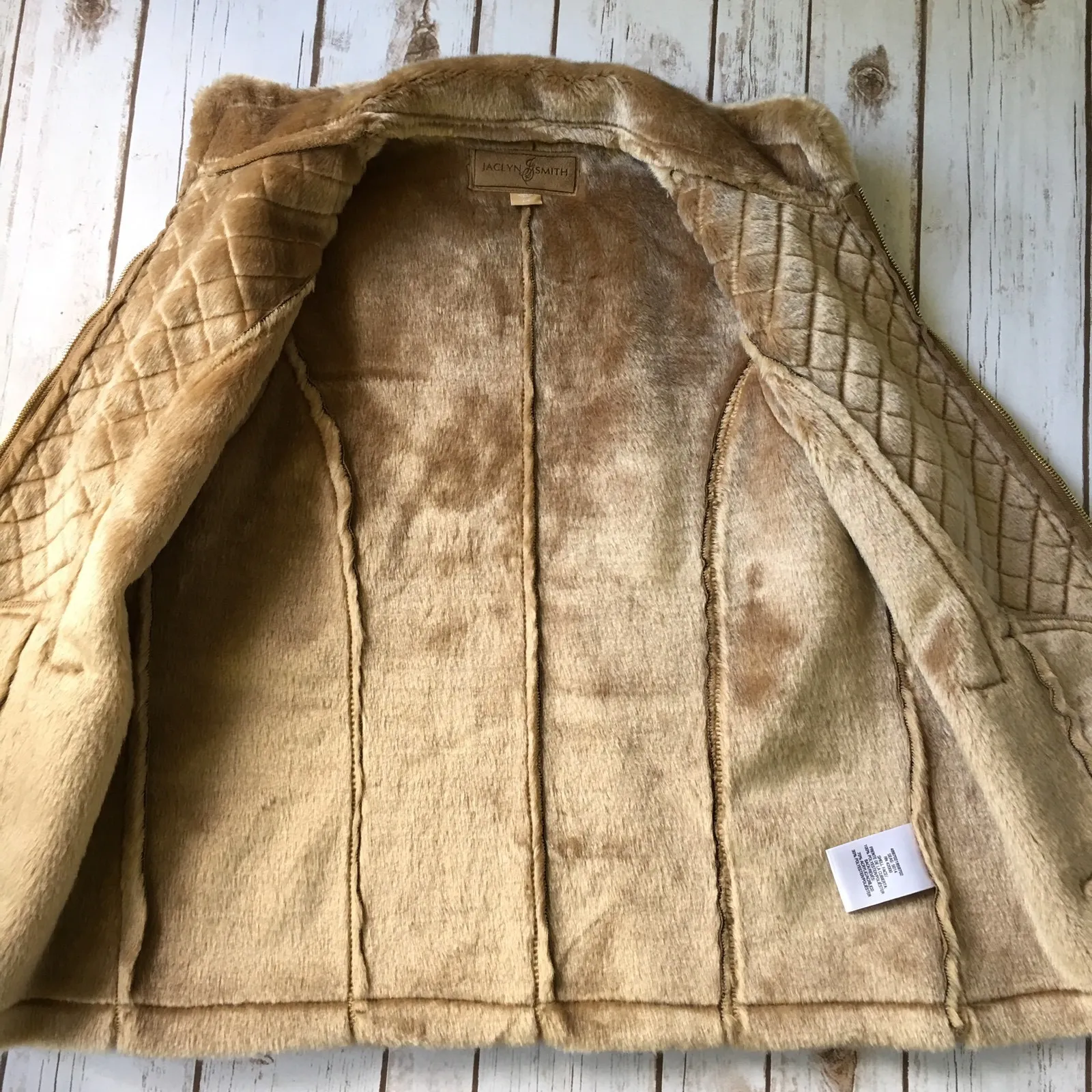 Faux Suede Fur Vest L 12 14 Quilted Sleeveless Jacket Western Brown Plush Y2K - Image 5