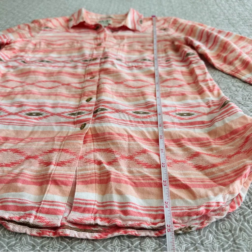 ARIAT Real Billie Jean Pink Coral Southwestern Print Button Up Shirt Size S - Image 8