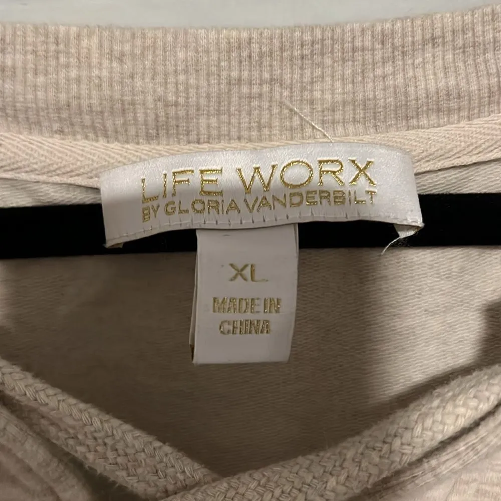 Life Worx by Gloria Vanderbilt Tan Cross-Front Pullover size XL - Image 3