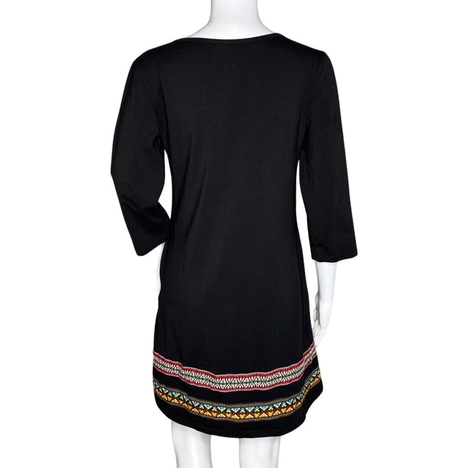 Thanth Dress Womens Small Black Multi Band Trim Casual Office Neutral Minimalist - Image 4