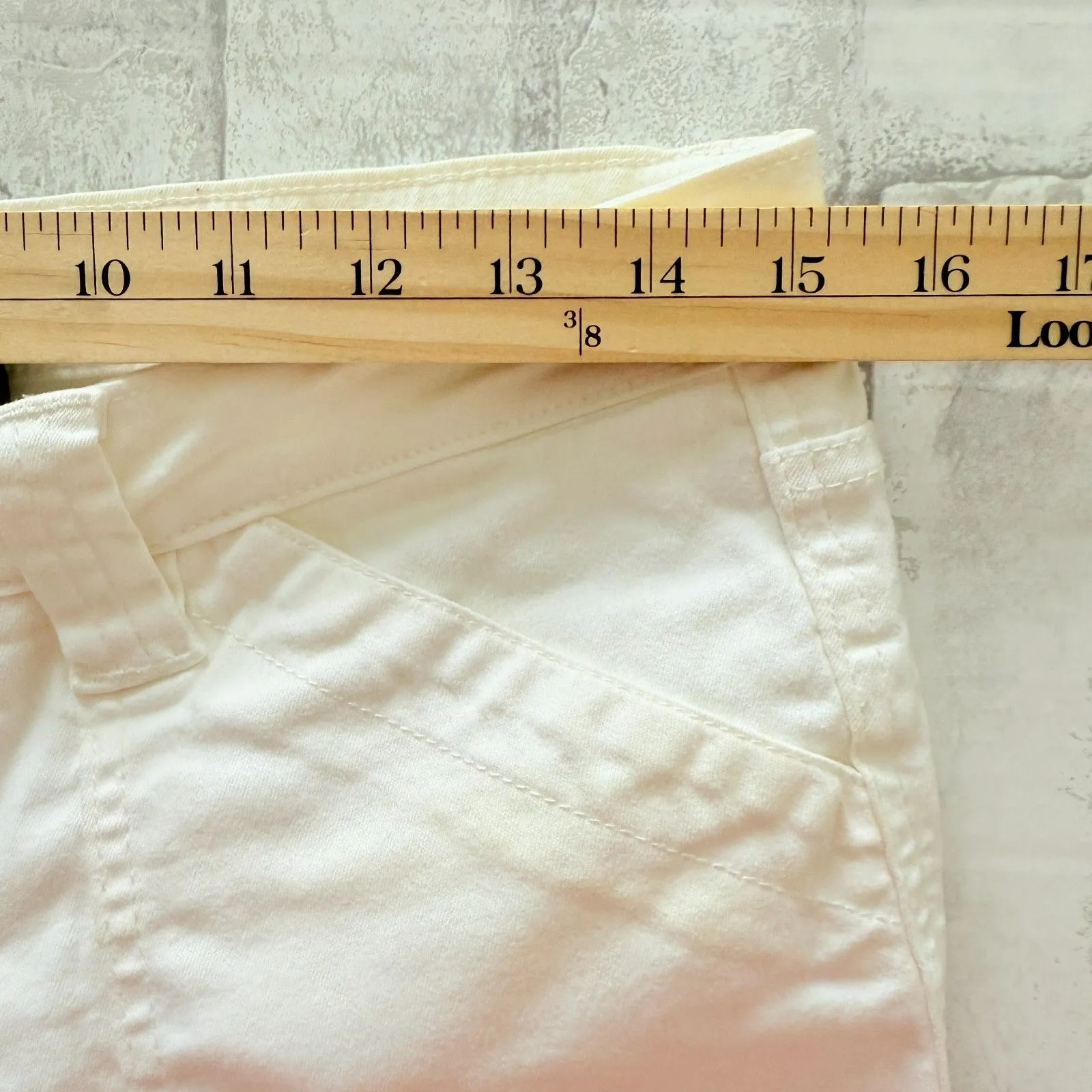 VTG Y2K Bubblegum White Cotton Blend Stretchy Junior Capri Pants Sz 11/12 (flaw) - Image 5