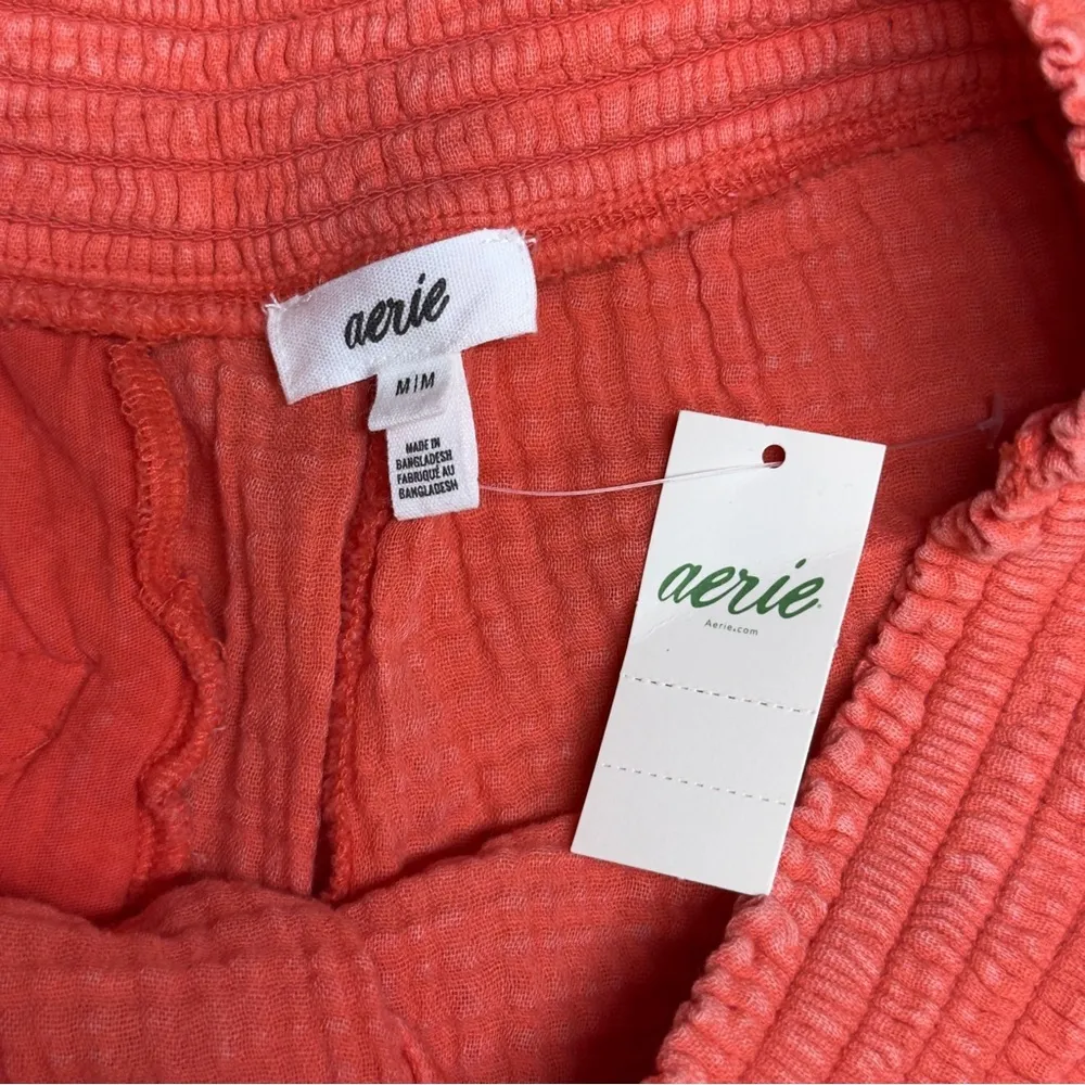 New Aerie Gauzy High-Waisted Shorts Resort Red Size Medium Beach Lounge Travel - Image 12