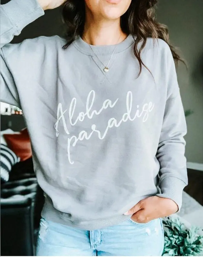 Jax Sea Aloha Paradise Sweatshirt in Light Grey - Image 2