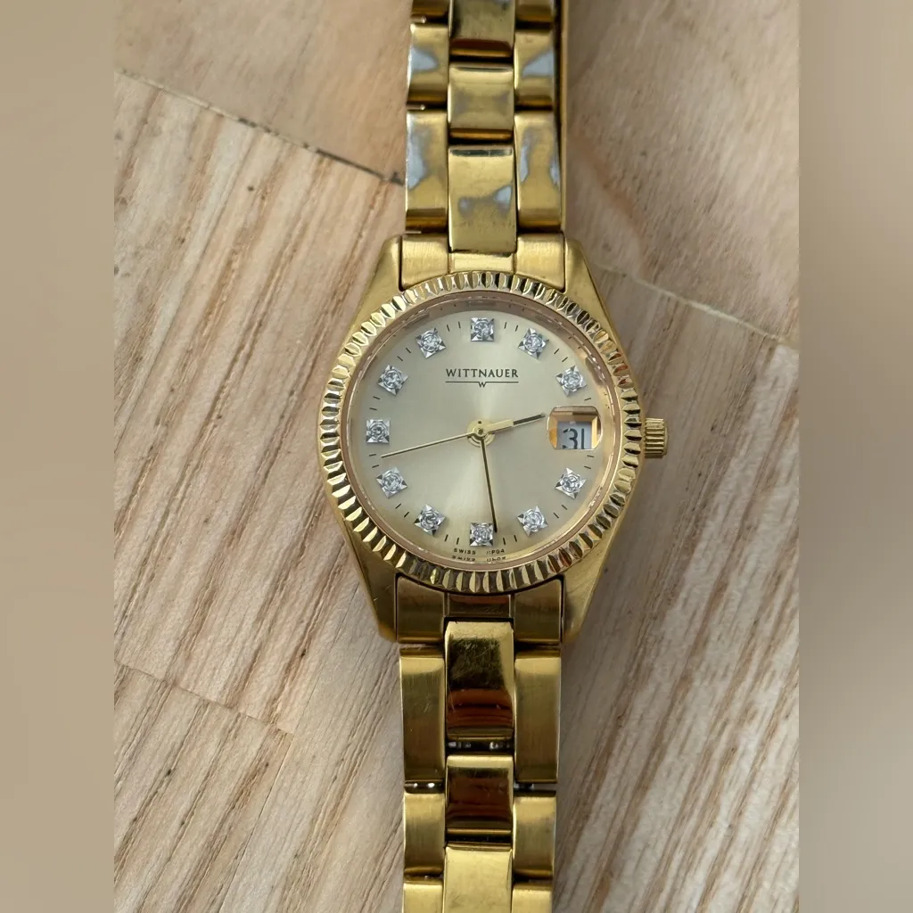 Wittnauer Longines Rare Diamond Marker Presidential Ladies Watch Gold Dial Case - Image 5