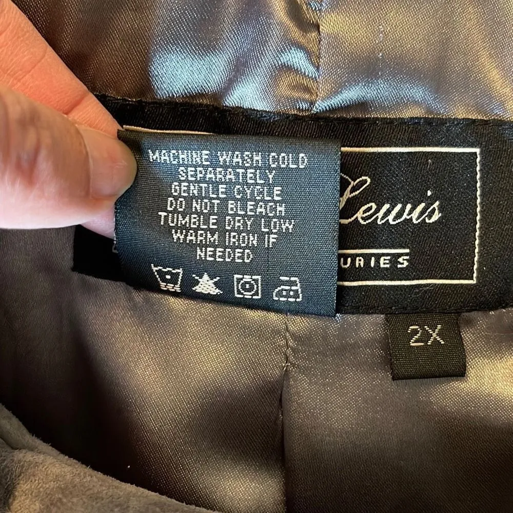 Terry Lewis Classic Luxuries Women's Genuine Leather Suede Jacket Gray Size 2X N - Image 8