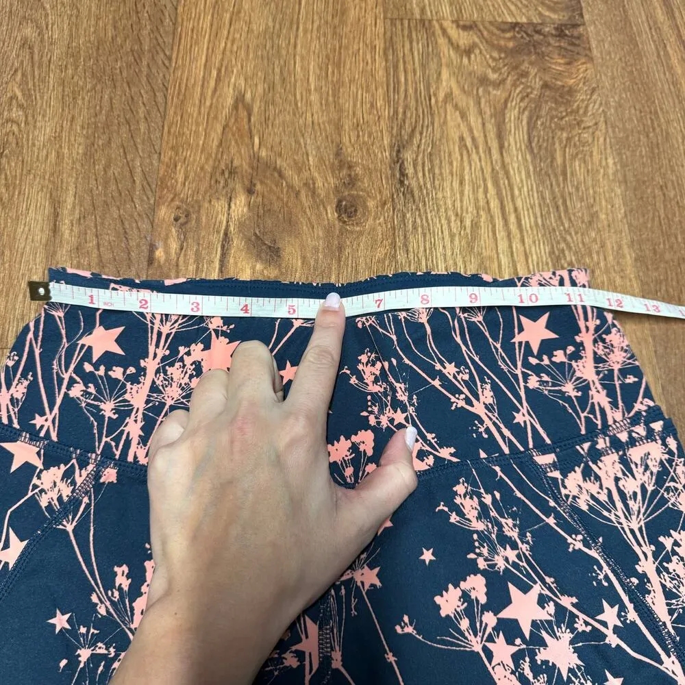 Sweaty Betty The Power Legging Yoga Pants XS Green Pink Star Floral Side Pocket - Image 9