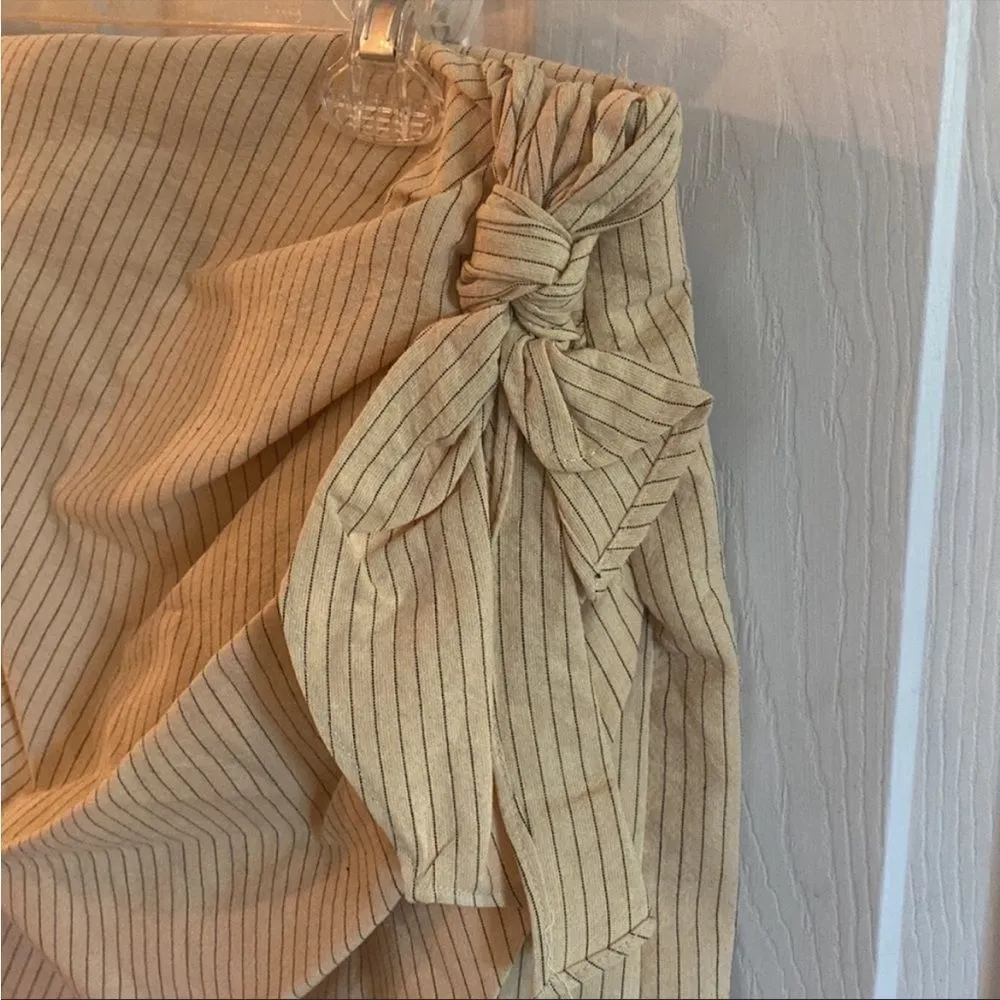 NWT zara tan stripe mini skirt with bow - Image 2