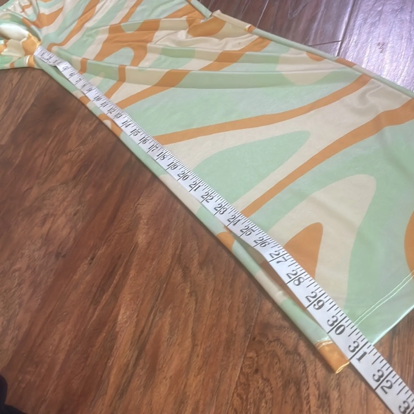 HOSBJERG Riley Printed Pants Medium M TRIPPY FUNKY RETRO MOD Green - Image 8