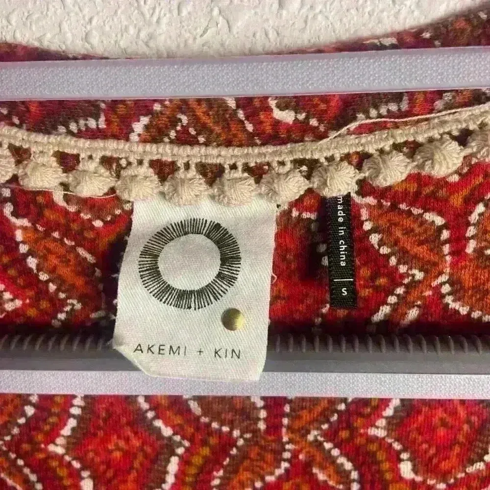 Anthropologie Akemi Kin Size S Humbolt Tunic Top Red Floral Boho Peasant Prairie - Image 2