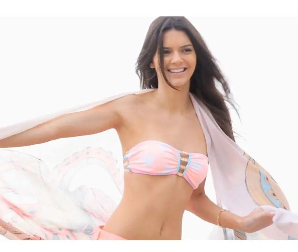 Agua Bendita Bikini Bandeau Star Print Orange Size M - Image 12