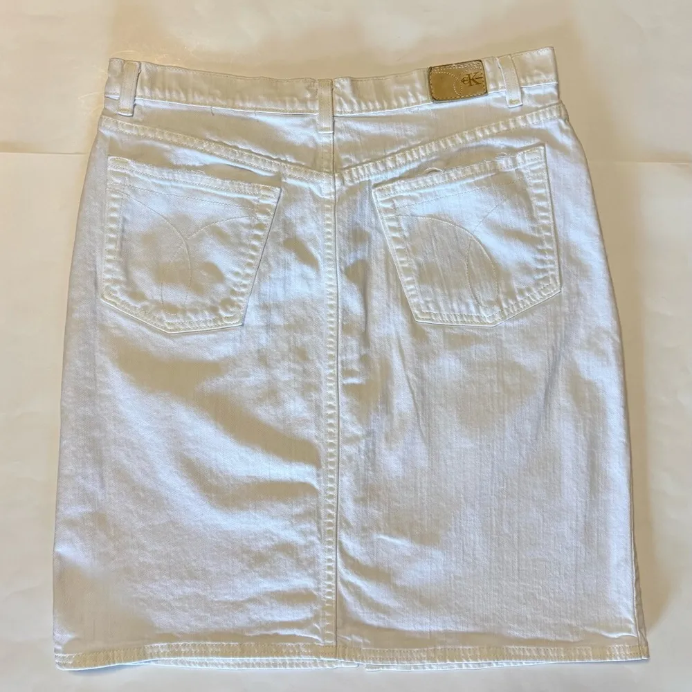 Calvin Klein Jeans Vintage Y2K Faded White Pencil Skirt Knee - Image 2