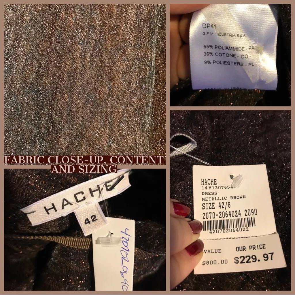 HACHE METALLIC BROWN WIDE LEG TENT ROMPER WITH POCKETS NWT (8) - Image 12