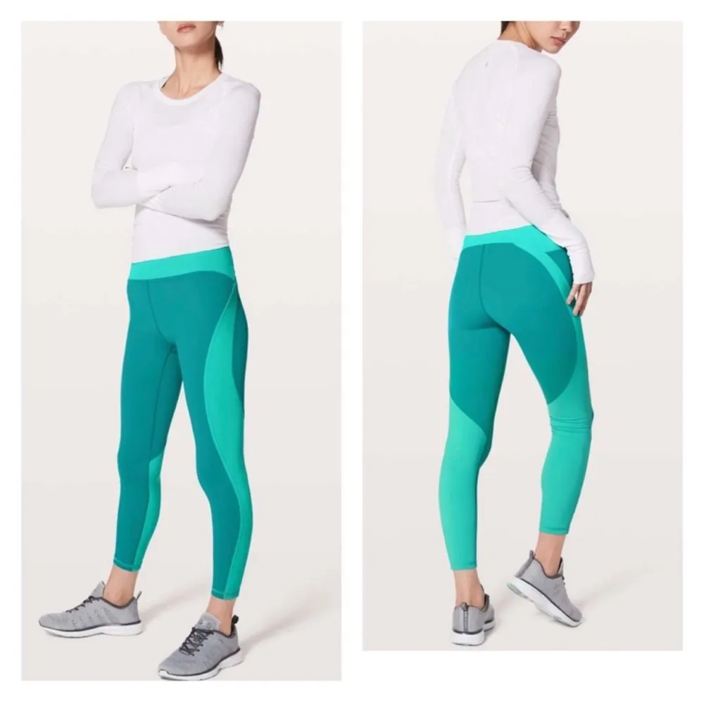Lululemon Train Times 7/8 Pant *Blocked 25"Spirit Green / Eucalyptus size 4 - Image 2