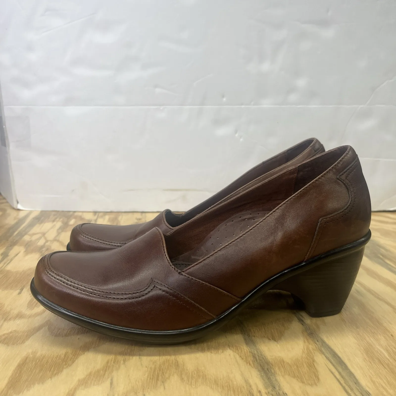 Dansko Ren Shoes Women 40 Slip On Loafer Heels Pumps Brown Leather Office Career - Image 2