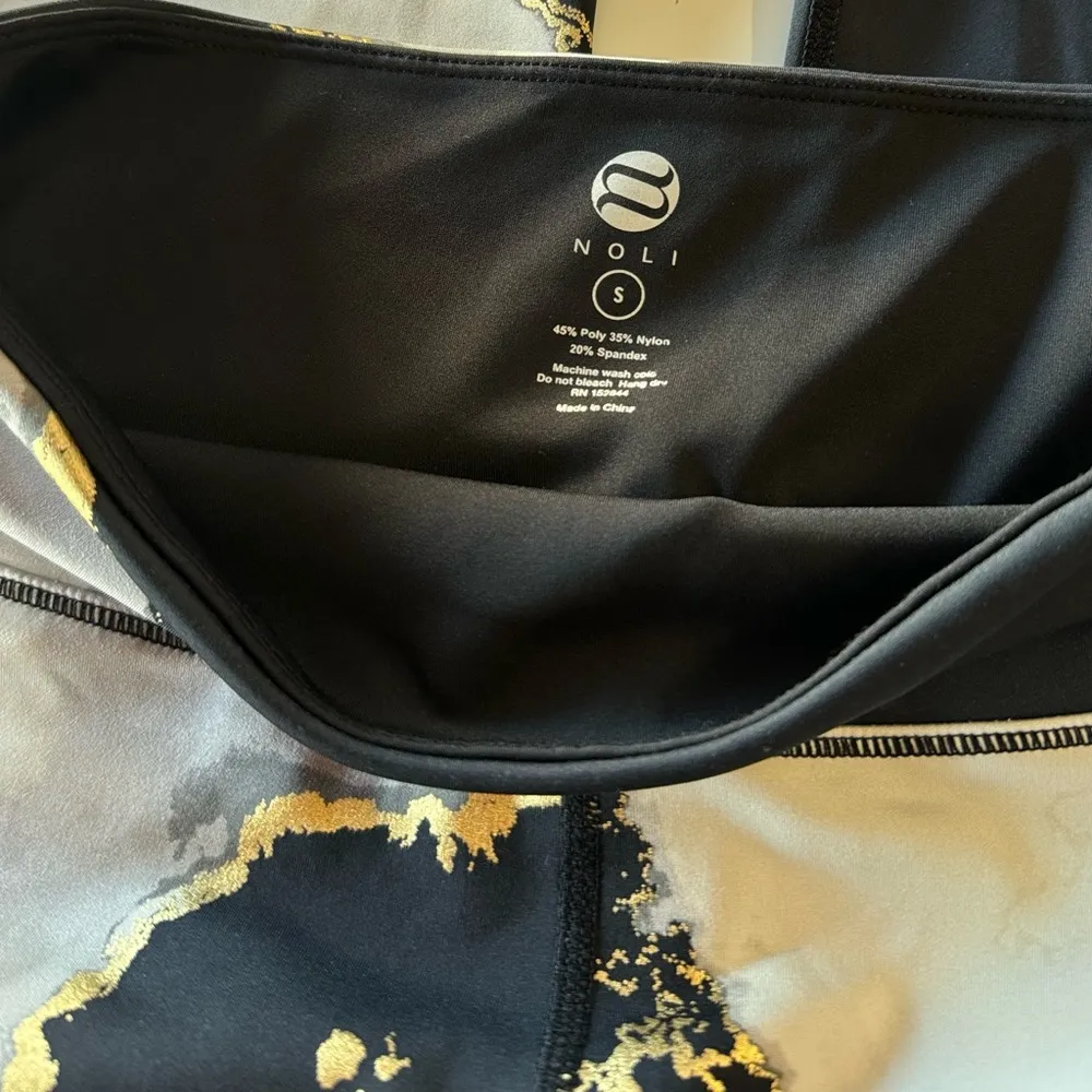 Noli Yoga Geode Marble Gold Metallic High Waisted Leggings Size S - Image 8