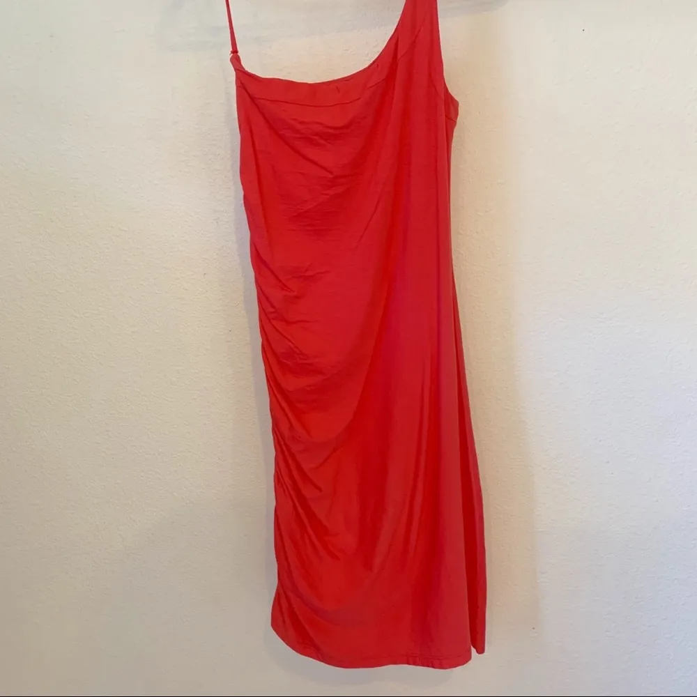 Velvet Coral One Strap Fitted Dress Orange Size undefined - Image 2