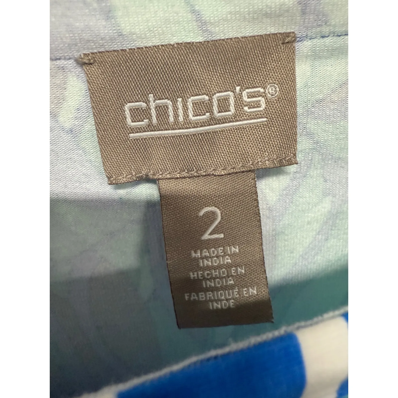 Chico's Women's Blue Lush Foliage Nikki Boat Elbow Mini Dress Size 1 Large - Image 5