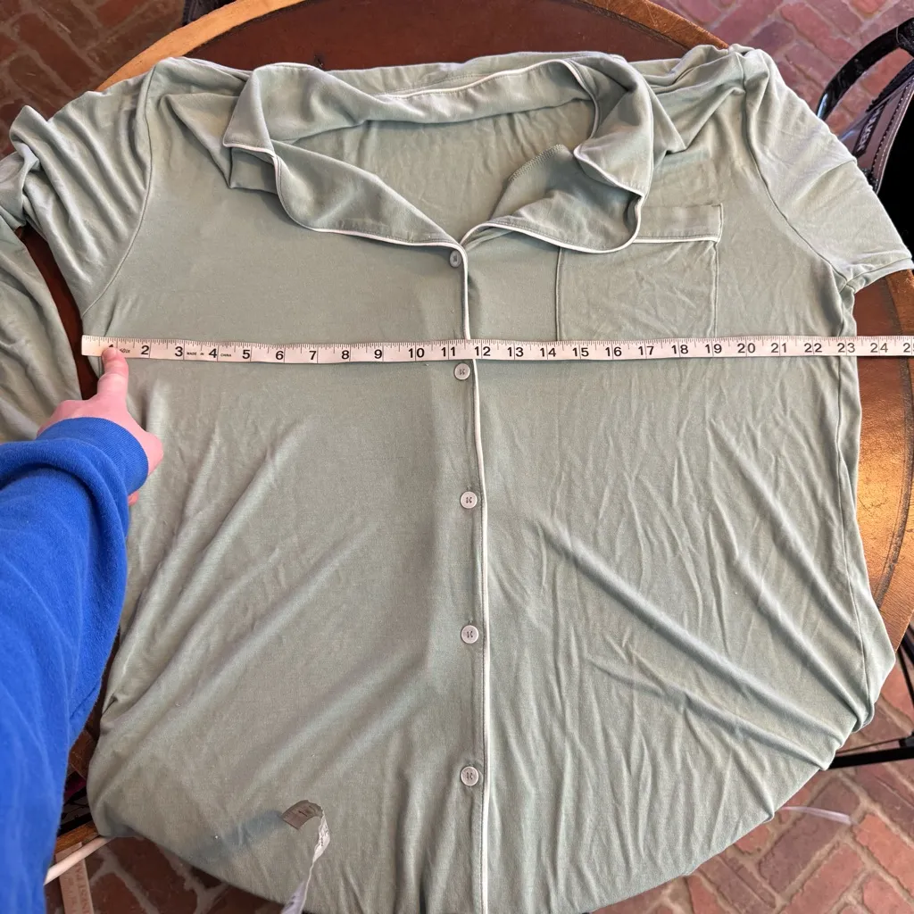 Eberjey gisele Sleepshirt nightgown long sleeve light green button down pajamas - Image 6