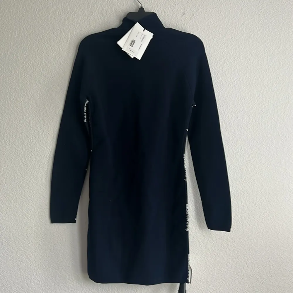 Alexander Wang Bodycon LS Turtleneck Dress w/Logo Jacquard Trim Size L NEW wTag - Image 7