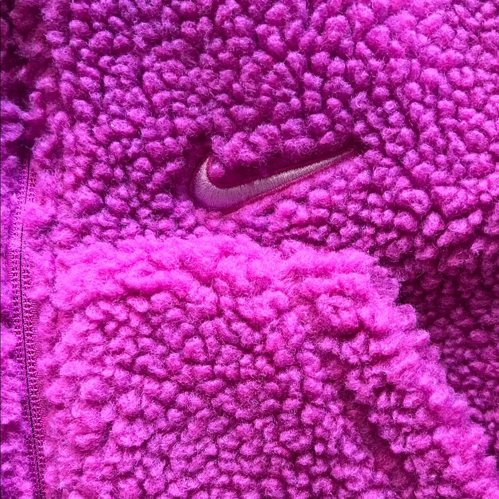 Nike Pink Purple Sherpa Active Faux Fur Cropped Jacket in Magenta - Image 8