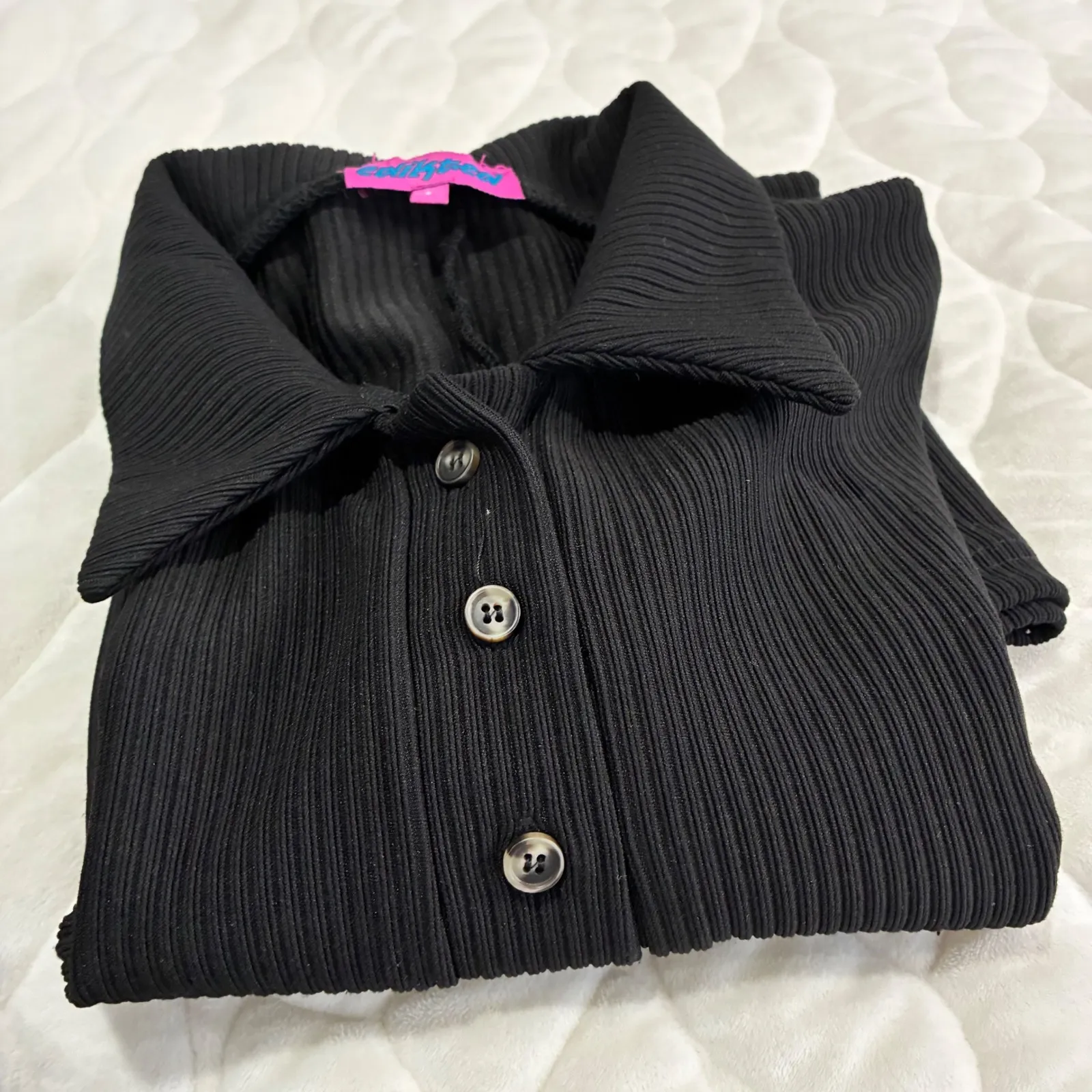 Edikted Black Ribbed Button Up‎ Romper Jumpsuit Womens Size S Short Sleeve Y2K - Image 10