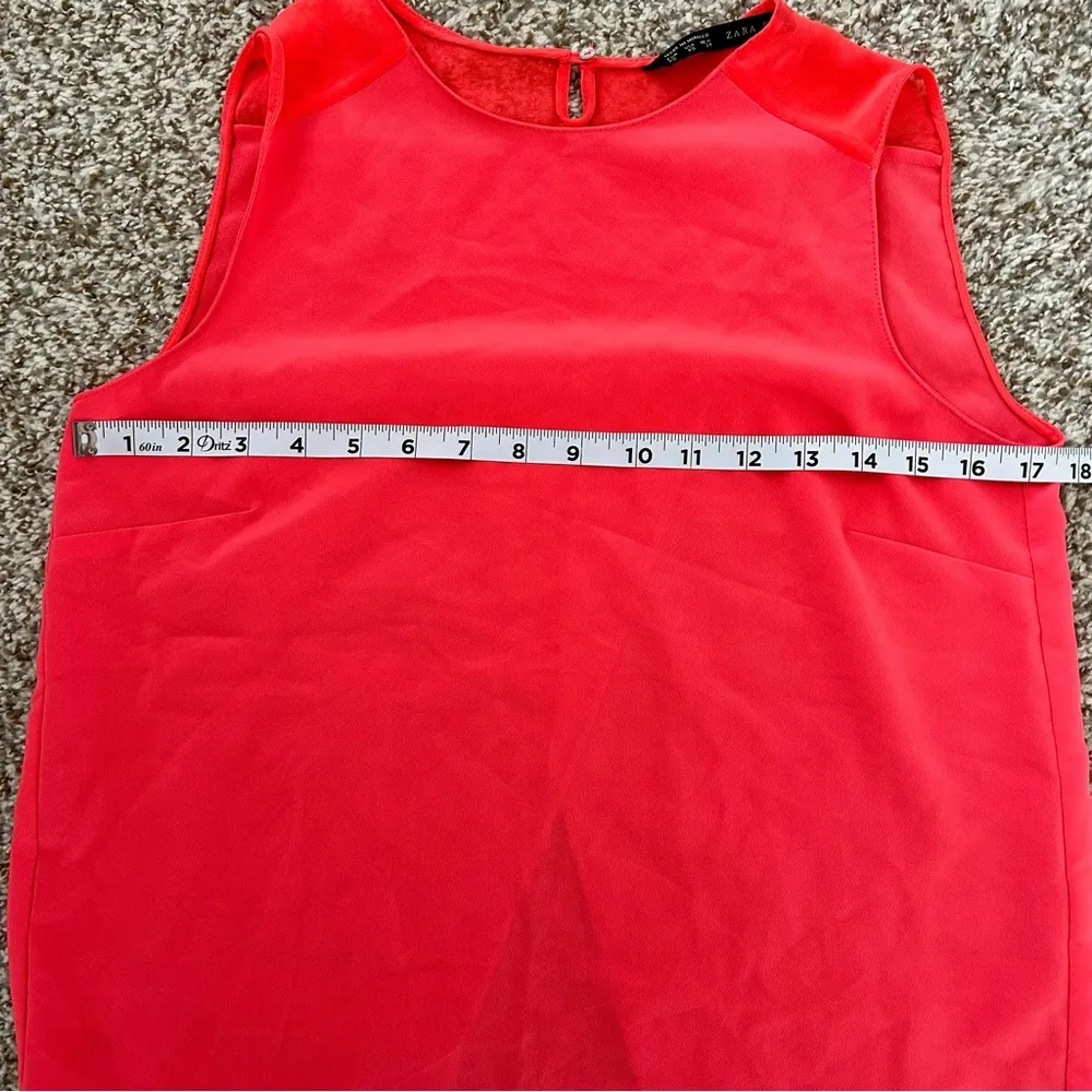 🦋 Zara Basic Neon Orangish Pink Sleeveless Tank Top Blouse XS - Image 6