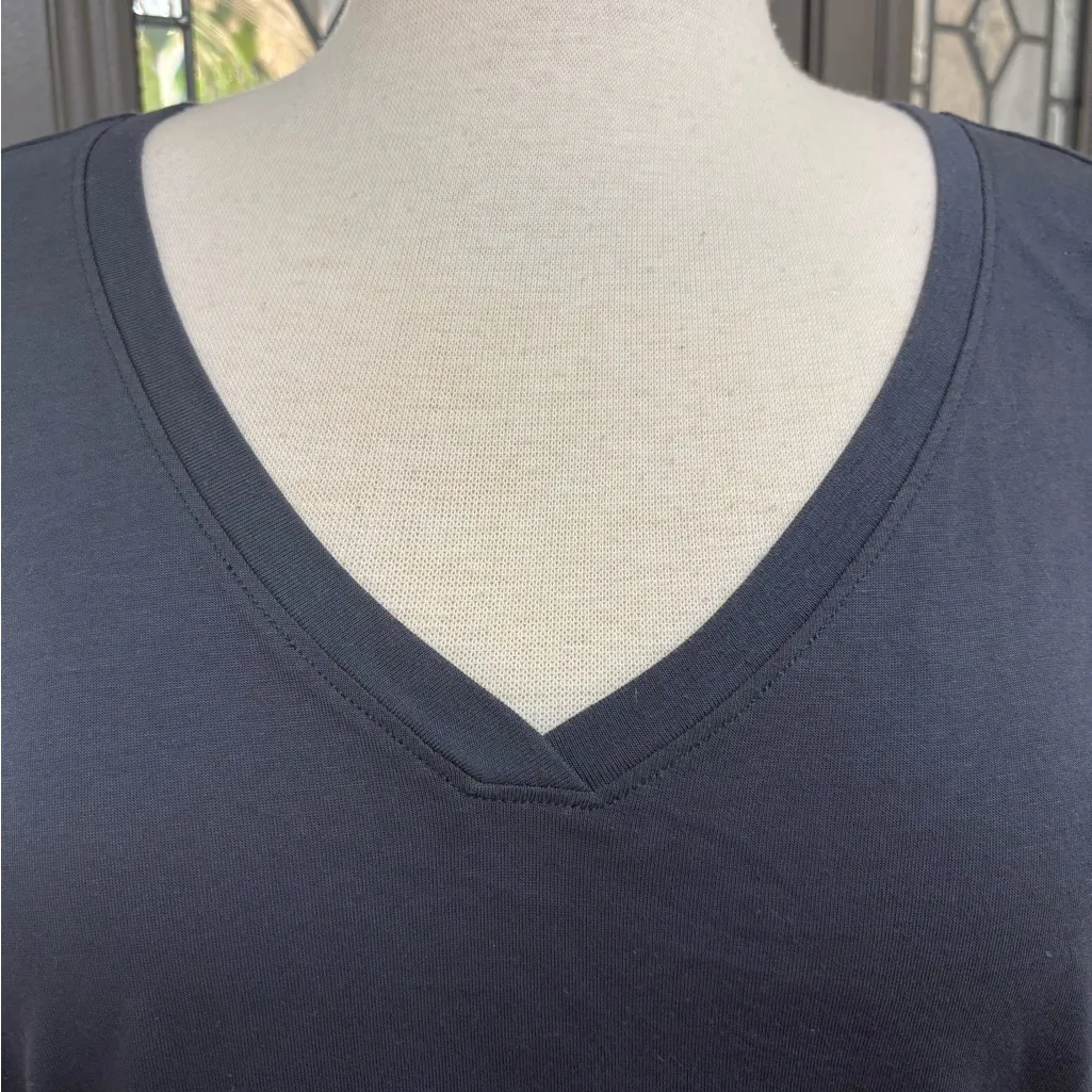 CABI Charcoal Tee Shirt Soft Stretch Tempt V-Neck  Dolman Sleeves Relaxed Fit - Image 2