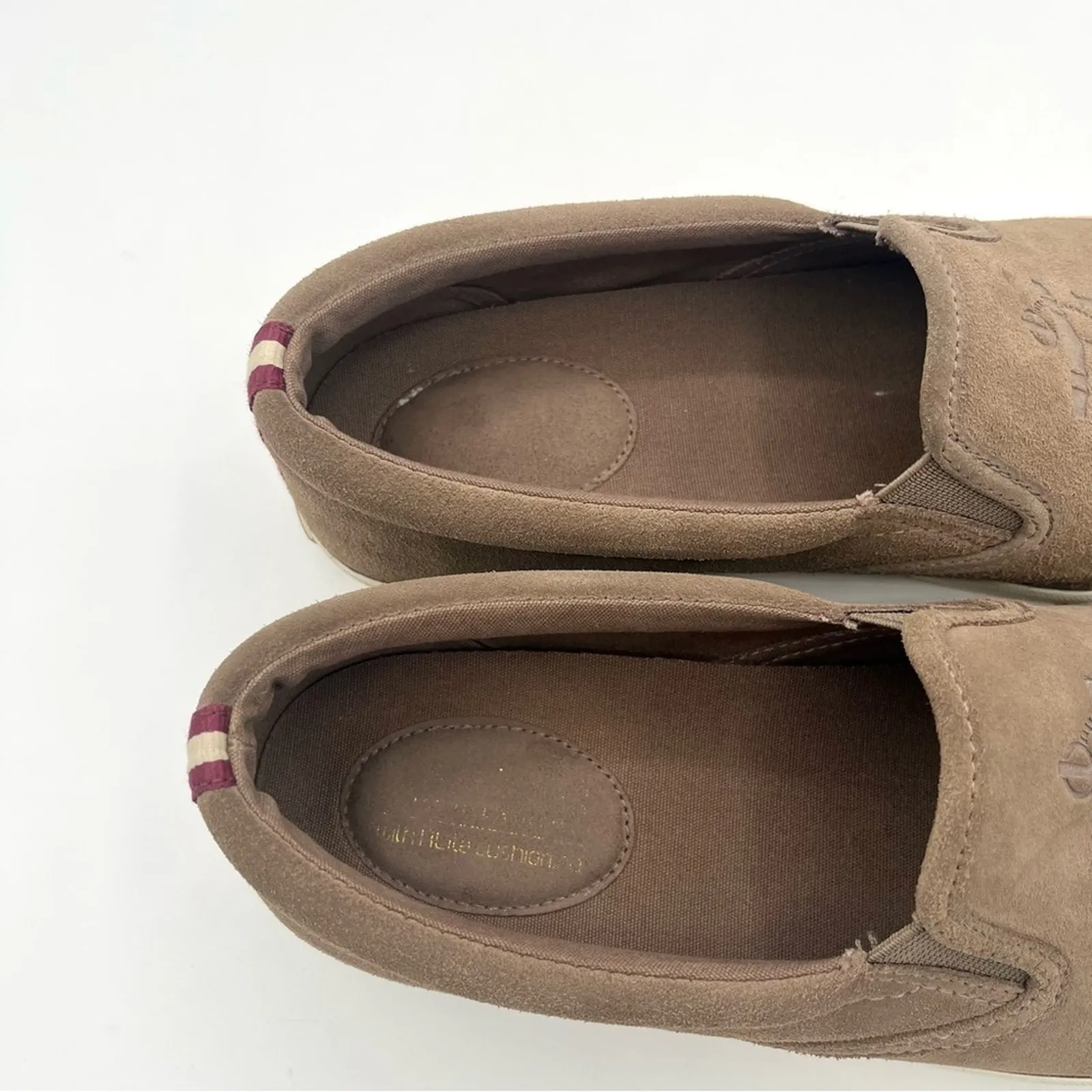 Lauren Ralph Lauren Ricci suede slip on shoes leather logo Sneaker khaki Sz 9 - Image 7