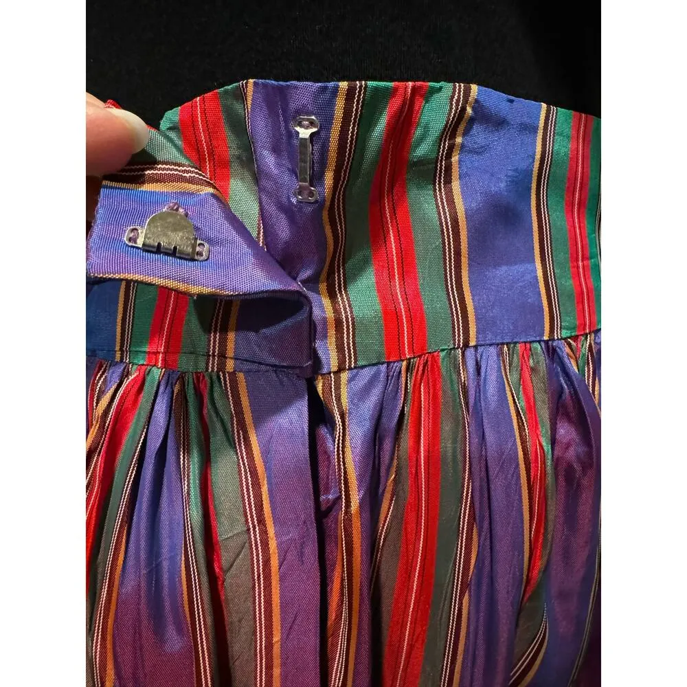 VINTAGE 70's iridescent carnival rainbow stripe folk prairie skirt size medium - Image 11
