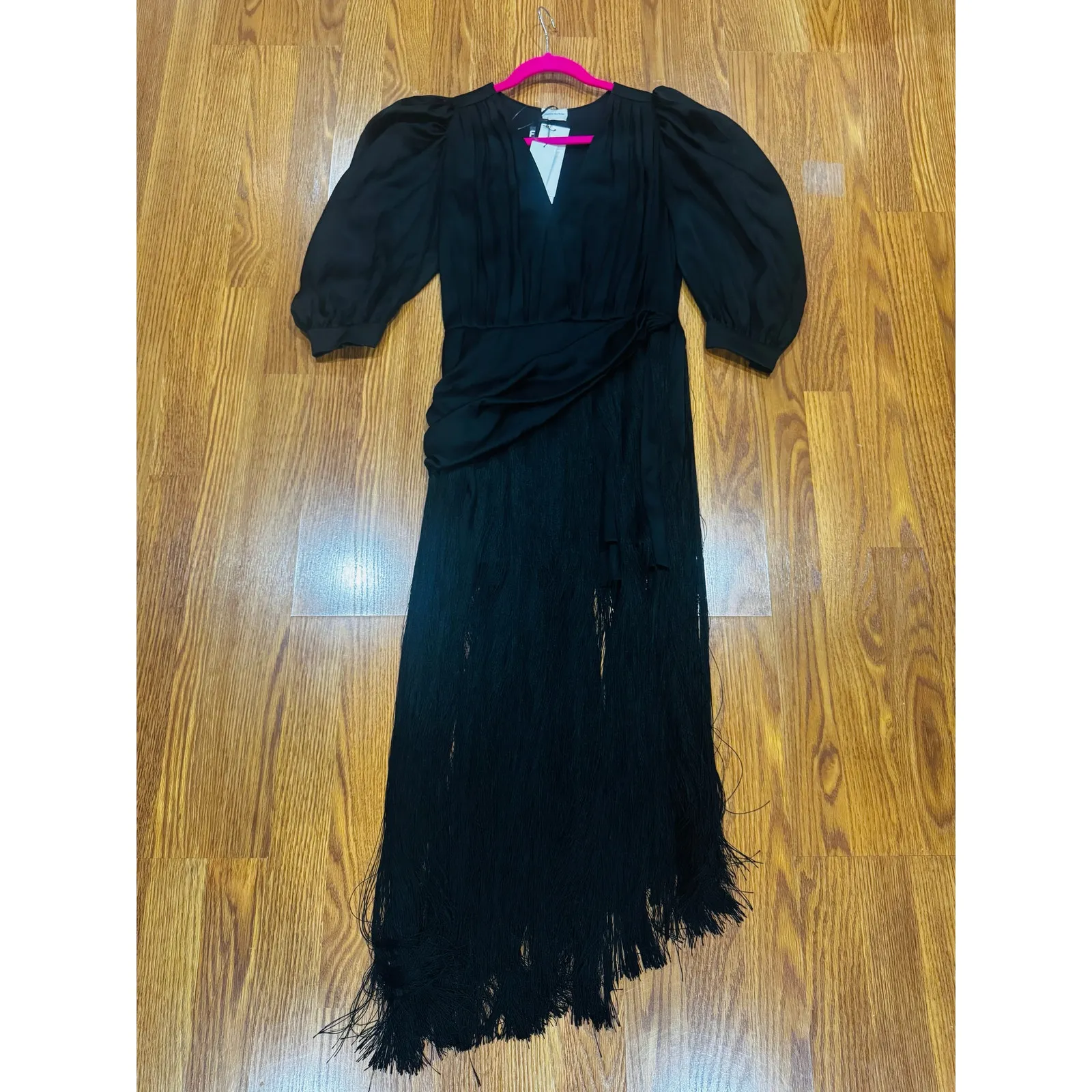 MAGDA BUTRYM Wels Black Asymmetric Layered Fringed Silk - Image 8