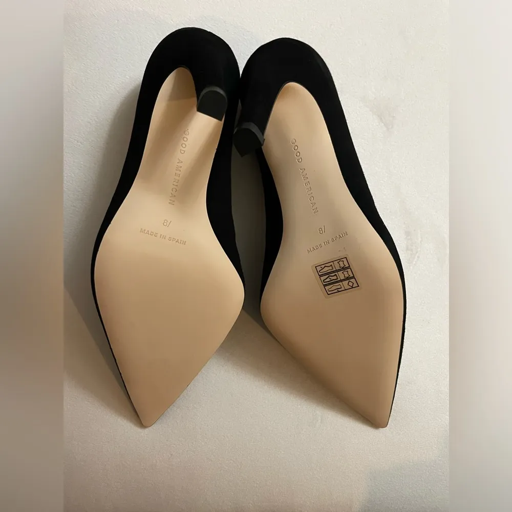 NIB Good American Black Suede Heels Pumps Size 8.5 - Image 7