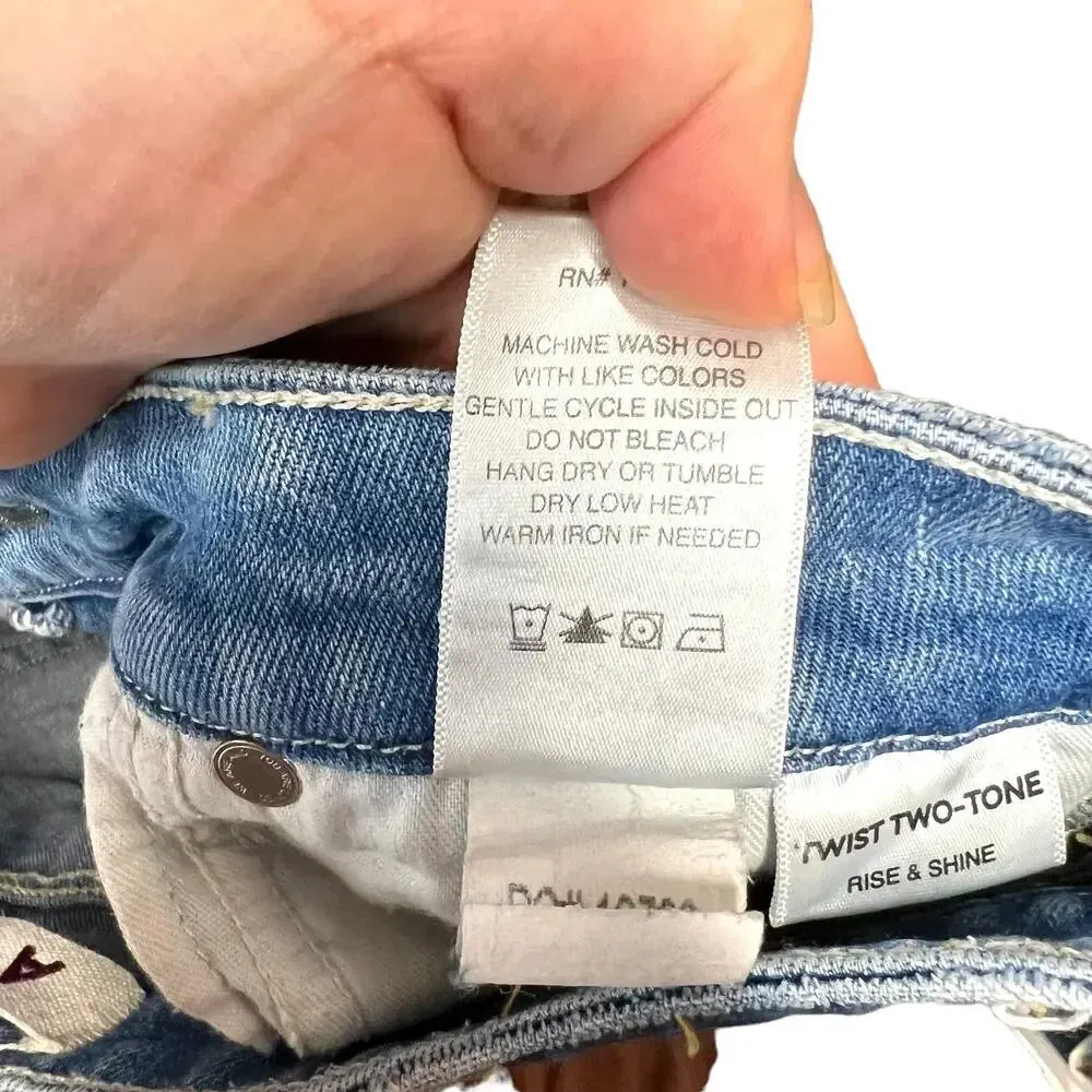 Amo Denim Twist Two Tone Skinny Jeans Cotton Rise &‎ Shine Wash Blue Size 25 - Image 14