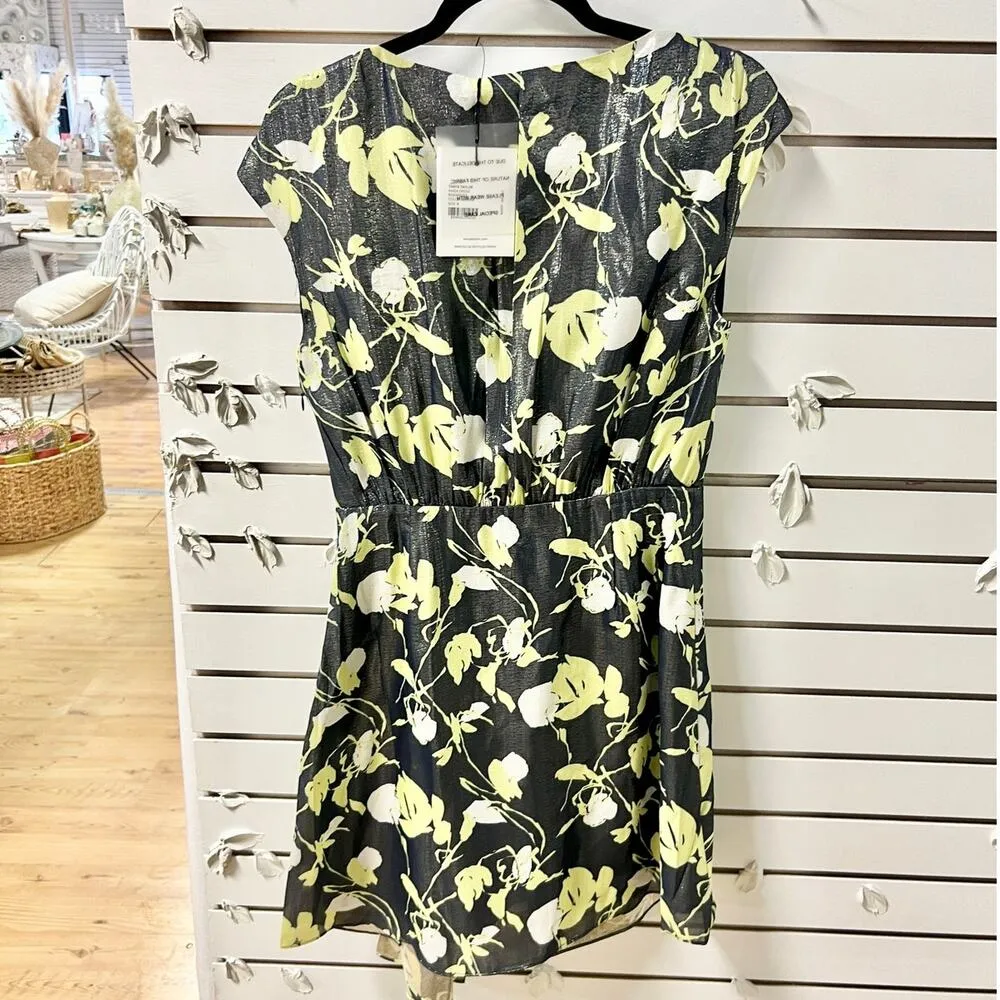 NWT Tanya Taylor Raisa Silk Blend Floral Mini Dress Black/Yellow Women's US 6 - Image 12