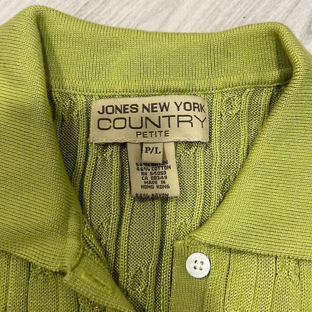 jones new york country petite vest size petite large lime green vintage conditio - Image 2