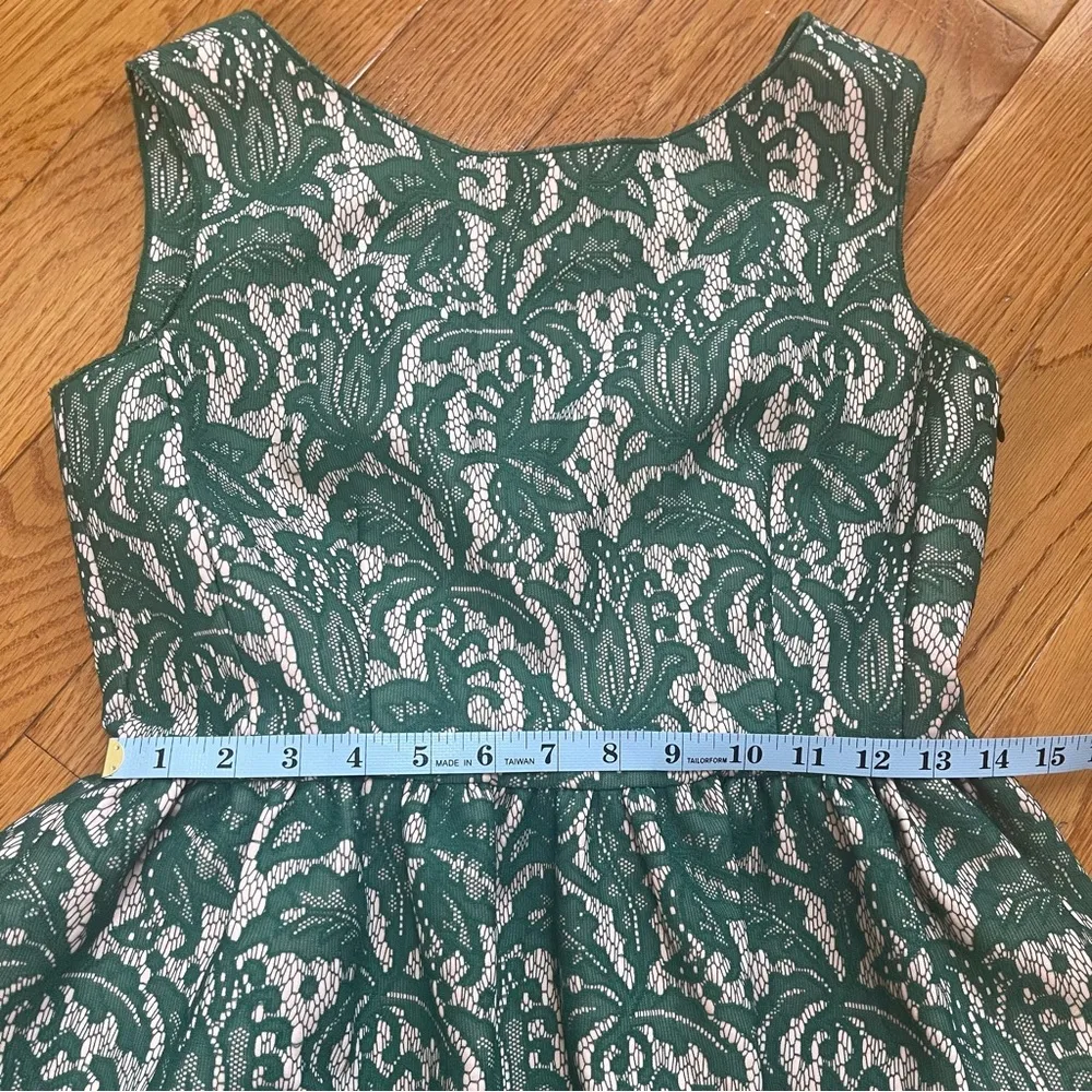 Zara Green Lace Overlay Low Back Tulip Mini Dress Party Wedding Size M - Image 7