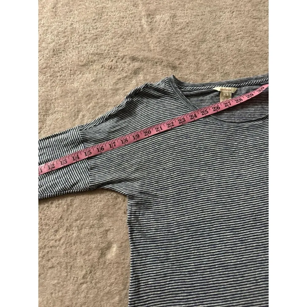 Sundance Womens Linen Blend‎ Blouse Top Hi-Lo Lace/Ruffle Hem Long Sleeve Sz S - Image 6