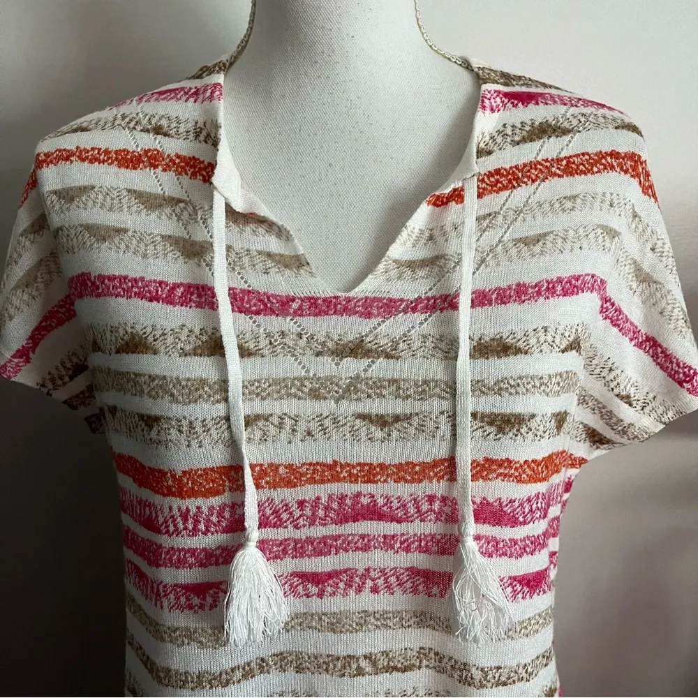Chico’s • NWT Pink Tan Orange Stripe Blouse - Image 2