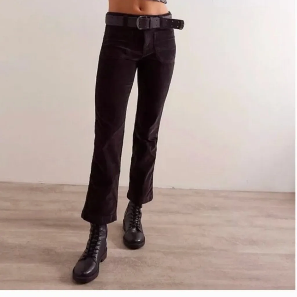 NWOT Free People High Time Velvet Kick Flare Pants in Black size 6 - Image 3