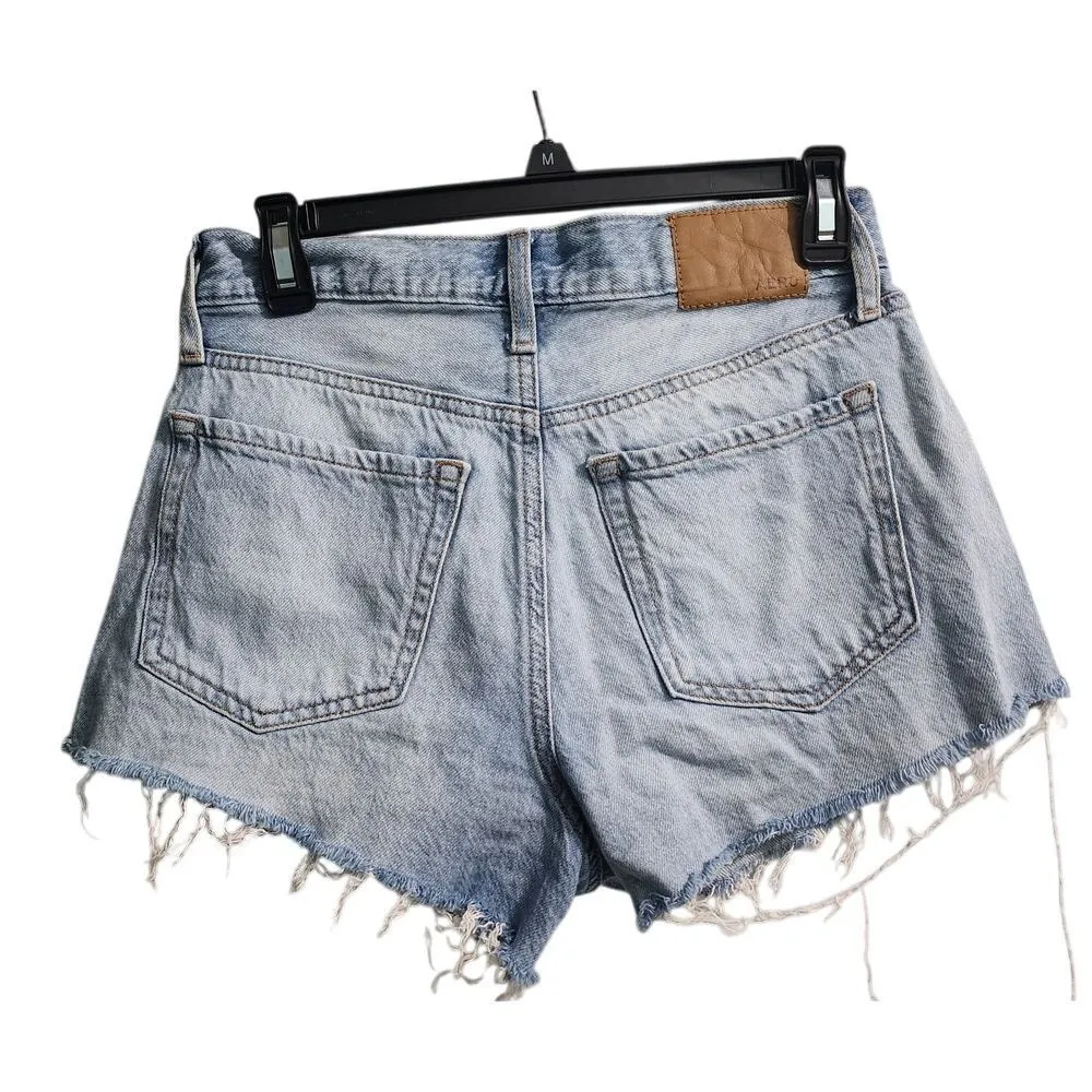 Aeropostale Light Wash Mom Shorts Distressed Denim High Rise Summer Festival‎ - Image 2